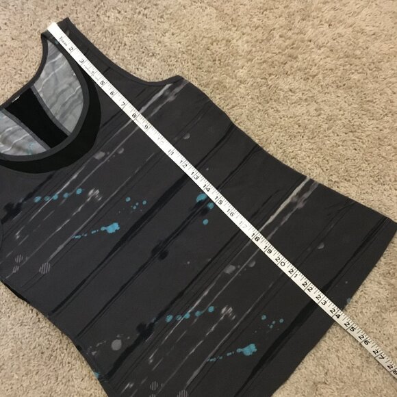 Lucy Charcoal Grey Blue Paint Splat Racer Back Tank Top - Picture 11 of 11
